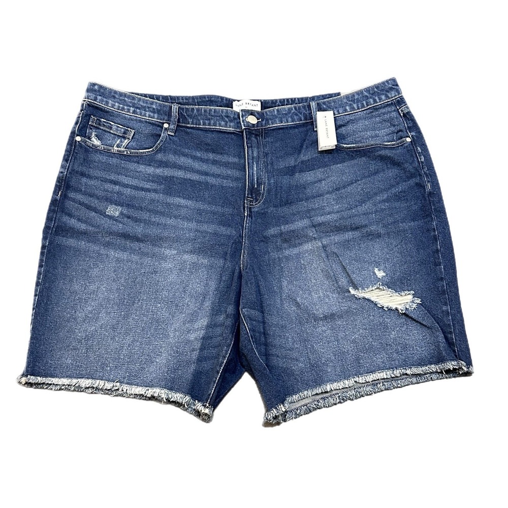 Lane Bryant Womens Shorts Boyfriend Bermuda Midrise Denim Distressed Size 24 NEW